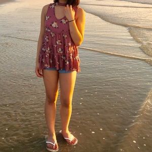 AMERICAN EAGLE FLORAL CHOKER TANK